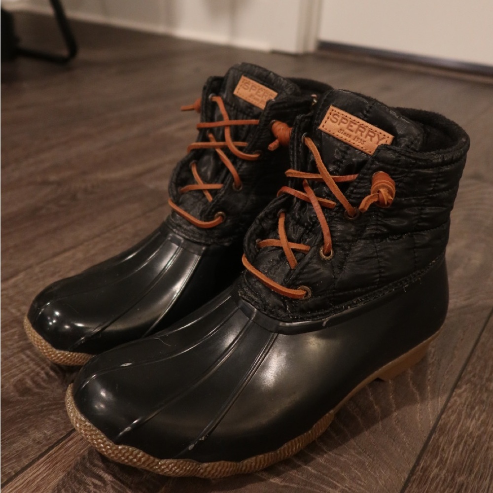 Black Sperry boots